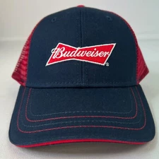 Budweiser New Hat Snapback Trucker Mesh One Size Blue Red Cap OSFA H3 Headwear