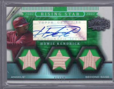 2007 HOWIE KENDRICK RISING STARS TOPPS TRIPLE THREADS AUTO/BAT EMERALD CARD/50.