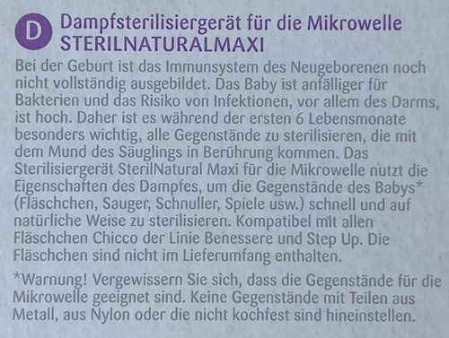 Chicco Dampfsterilisator für die Mikrowelle // Lila // ( Nur 2x verwendet ) - Bild 7 von 10