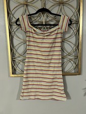 Urban outfitters 90s Y2K Style Striped Rainbow knit bodycon dress Mini Size M