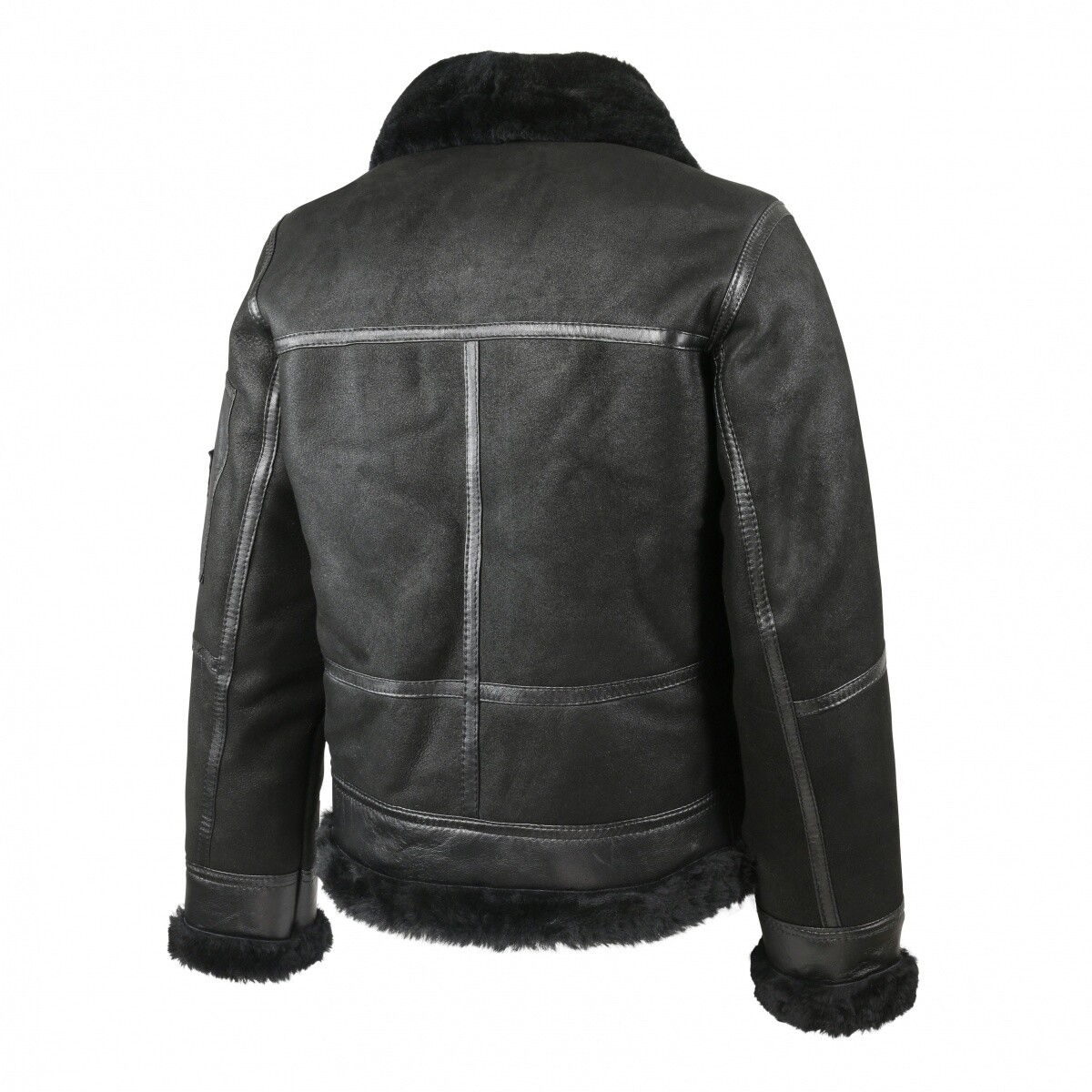 Hollert Men's Sheepskin Jacket B16 MODEL 7 BLACK Genuine Merino Fur Leather image 7