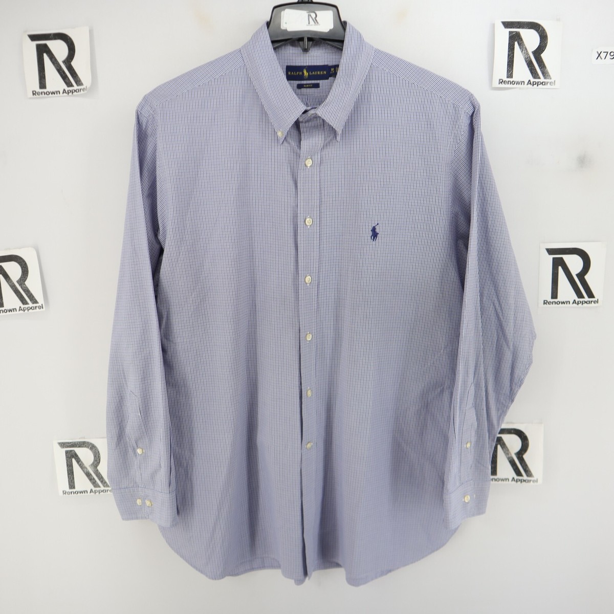 Mens Polo Ralph Lauren Button Down Dress Shirt Size 18 34/35 2XLT XXLT Slim  Fit