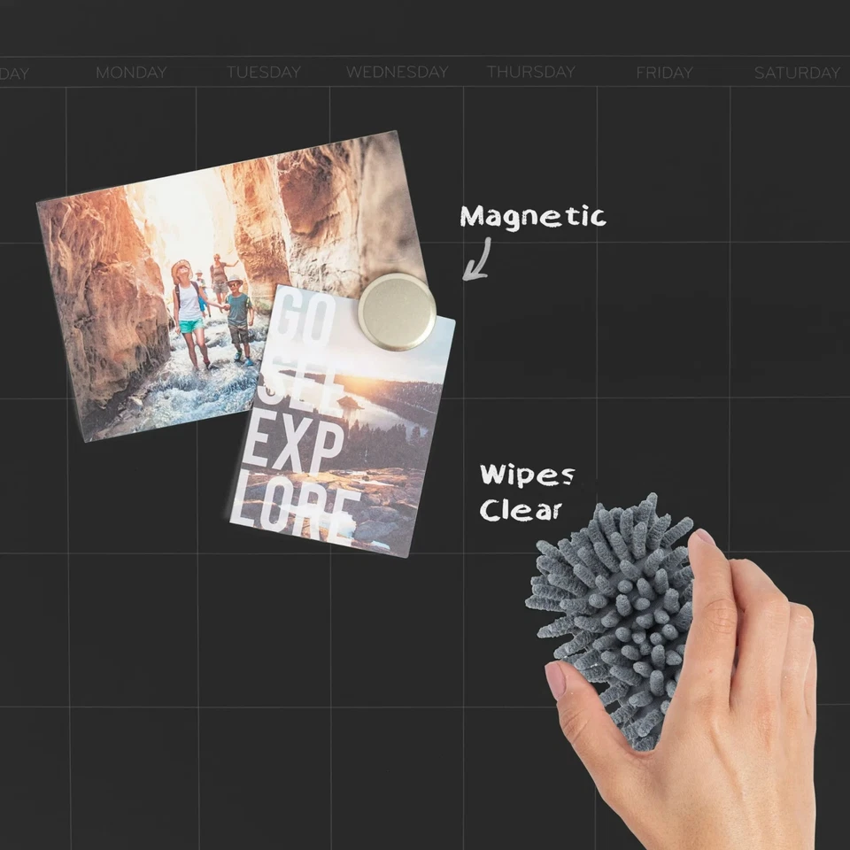 U Brands 20 x 16 in. Magnetic Chalk Calendar Board, Whitewashed Wood Style Frame - Image 4 of 4