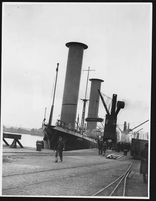 Rotor ship arrives Scotland Flettner Rotor Ship Buckau which left D- Old Photo