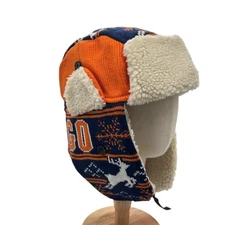 NEW Chicago Bears Trapper Hat Knit Faux Fur Trim OSFA City Hunter USA NFL Snow