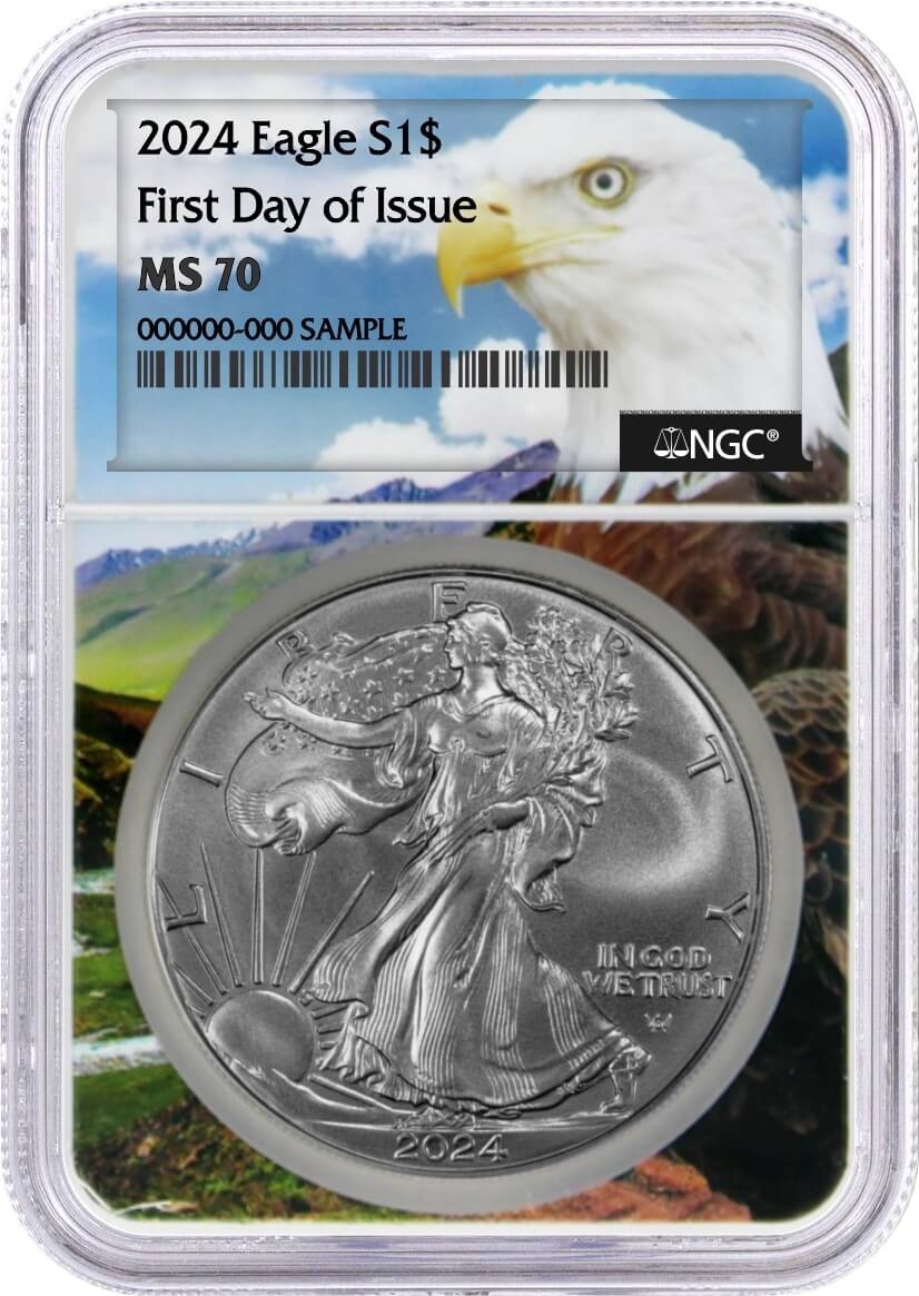2024 $1 1oz Silver Eagle NGC MS70 First Day of Issue Eagle Core | eBay
