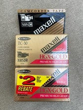Maxell TC-30 VHS-C HGX Gold Camcorder Tapes Videocassette Pack of 2 NEW  SEALED