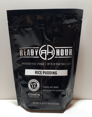 Ready Hour Rice Pudding Emergency Survival Food Pouch Kit 8 Serving 30 Year Life