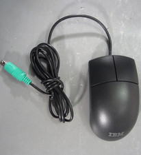 Vintage Black IBM MU29JA Mechanical Ball Mouse PS/2 Wired - Very Good Condition