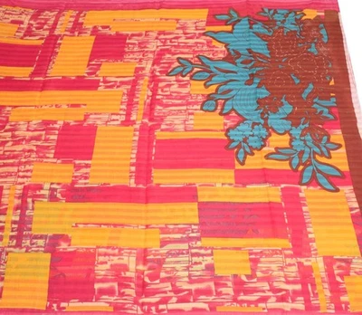 Sushila Vintage Magenta Sari 100 % Reine Baumwolle Bedruckt Abstrakt Weich Ha... - Bild 1 von 4