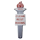 Vintage Clean Rest Rooms Porcelain Sign - Torch Flame Men Sign
