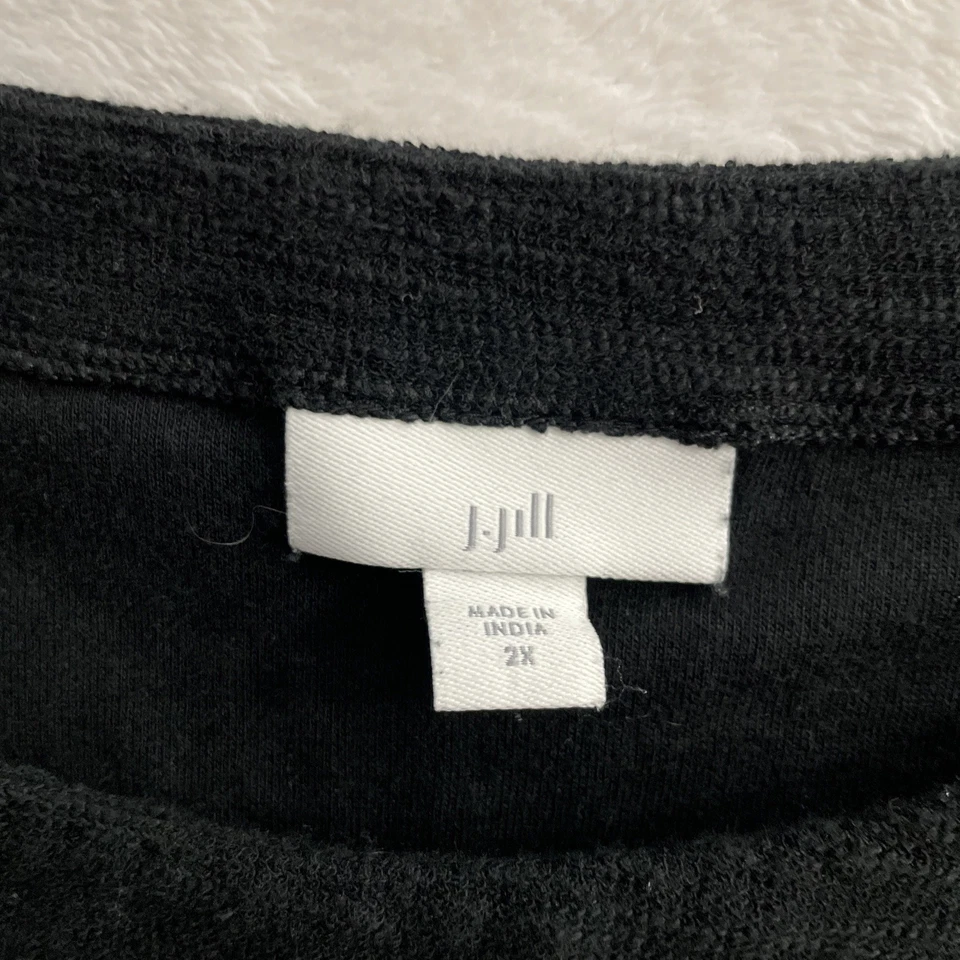 Blusa Top Mujer Jill Negra Sólida Plus 2X Mezcla Algodón Manga Larga Cuello Redondo Foto 2 de 4