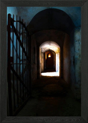 Gerahmtes Wandbild Spooky Corridor Poster Leinwanddruck Bild
