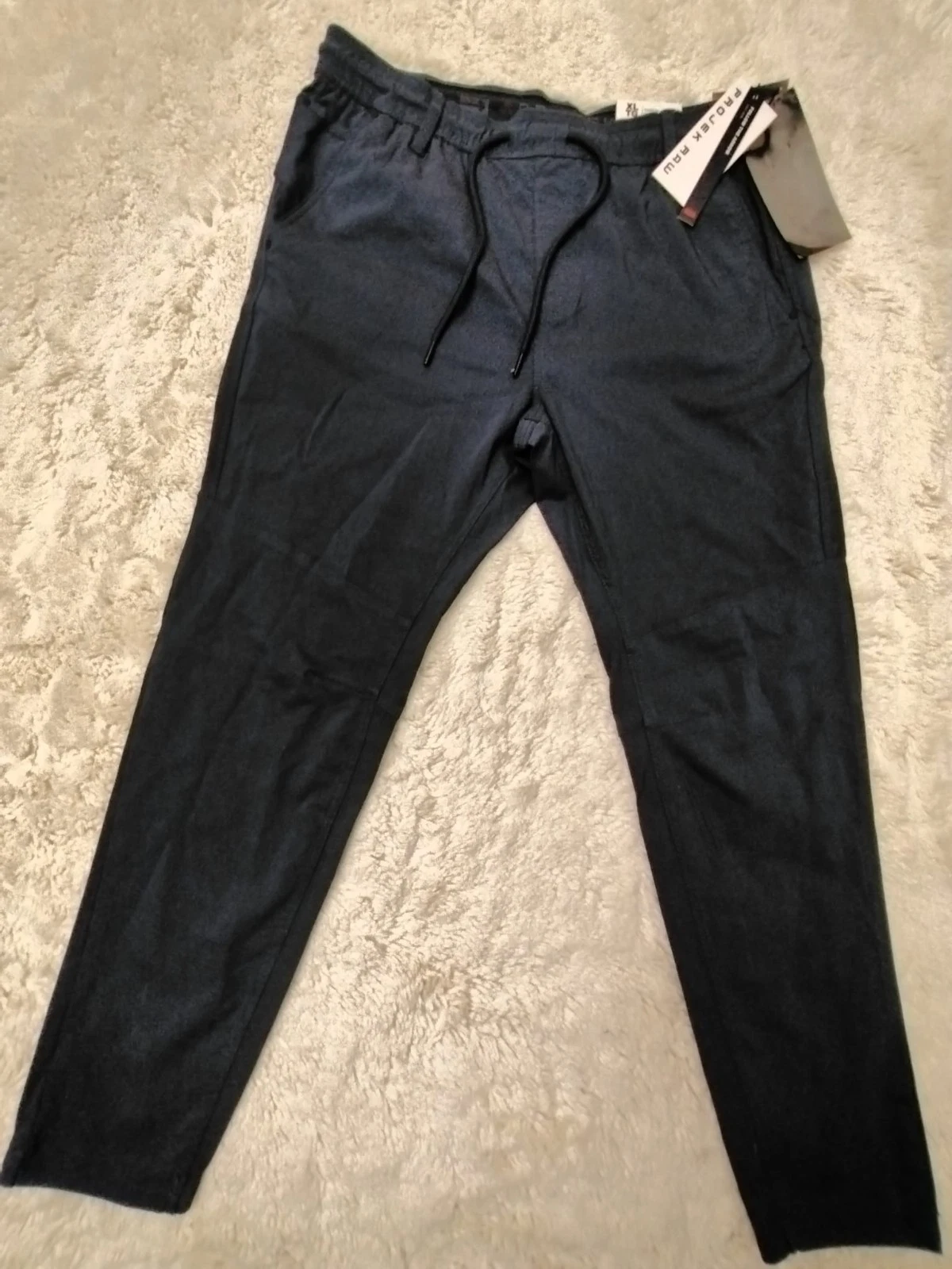 Projek Raw Men's Smart Fit Pants XL Indigo Blue Elastic Drawstring Stretch NWT