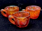 Vintage Set Of 3 H Iridescent Ruby Red Mini Punch Cups Carnival Glass Clean