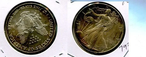 1996 AMERICAN SILVER EAGLE 1 OUNCE SILVER COIN CHOICE BU TONED 7932T