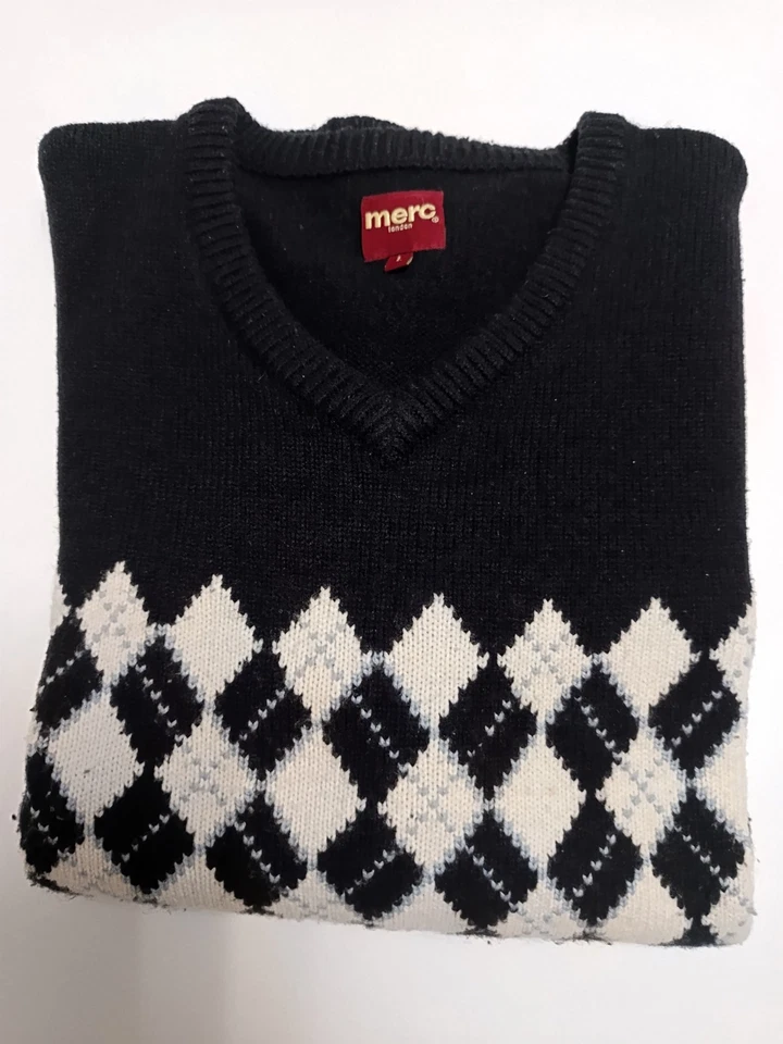 Jumper Sweater Merc Size L Cárdigan Vintage Mods Black&White - Imagen 4 de 4