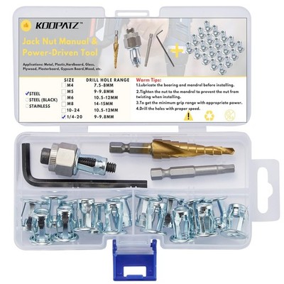 10-24 Jack Nut with Installation Tool Kit Threaded Insert Petal Nuts Nutserts...