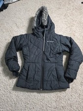 Columbia Puffer Jacket Faux Fur Hooded Winter Coat Kids S Black Parka Insulated