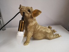 TISCH LAMPE Schwein Ferkel gold Tier Figur Tisch Leuchte Beleuchtung  14926G