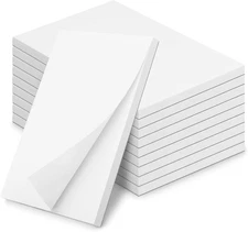 Note Pads 4x6 In, 10 Pack Blank Server Notepad, 50 Sheets inches, White 