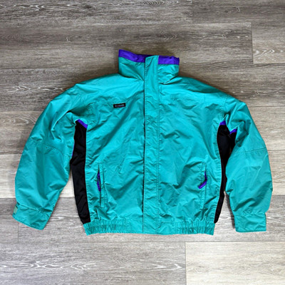 Vintage Columbia Men s Bugaboo Ski Jacket Size L Full Zip Colorblock Teal Purple