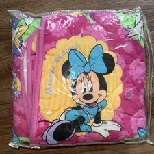 Vtg Disney Minnie Mouse Daisy Duck Pink Quilt  Sheet 80  s Retro Crib Nursery