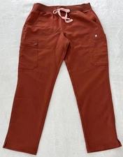 NWT FIGS Yola Yoga Waistband Petite Skinny Scrub Pants M/P Rust Orange Medium