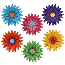 hogardeck Metal Flower Wall Decor - 6 PCS 8" Multicolor Flower Decor for Indo
