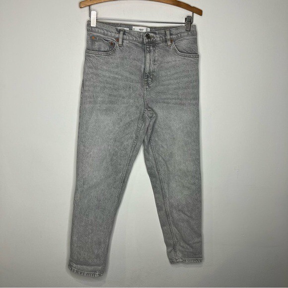 MNG denim mom jeans gray acid wash size 8