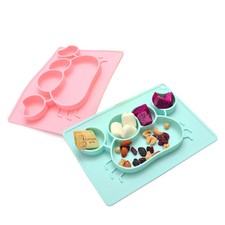 Silikon Krabbenform Baby Kinder Teller Rutsch...