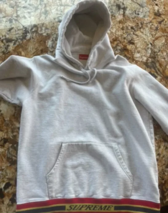 supreme FW18 Striped rib logo hoodie | eBay