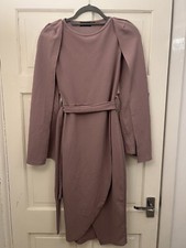PLT Dusty Pink Cape Style Wrap Midi Dress - UK8