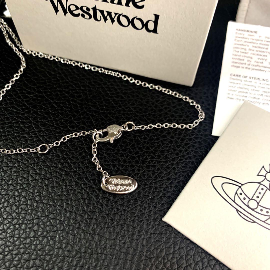 Vivienne Westwood Necklace Tiny Orb Silver/Light Blue IN BOX