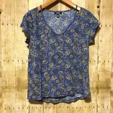 Chaps Blue Paisley Knit Top XL
