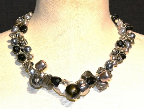 dolce vita NECKLACE collier pepite VINTAGE SIGNED couture argenté | UK