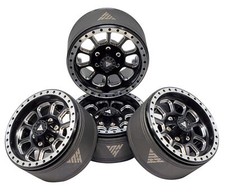 Nhx Rc 1.9 Heavy Aluminum Beadlock Crawler Wheels Rims -blacksilver 4pcsset