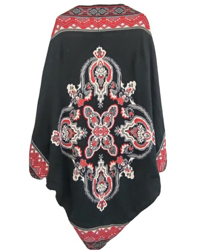 Flying Tomato Women Shawl Cardigan Wrap Red Black Open Waterfall Cardigan S/M - Picture 2 of 12