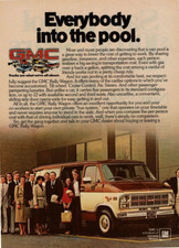 1980 Vintage Print Ad Everybody into the pool GMC Rally Wagon Van