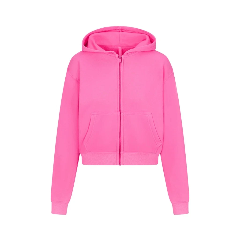 NWT Skims Light French Terry Zip Up Hoodie Sz XL in Sugar Pink