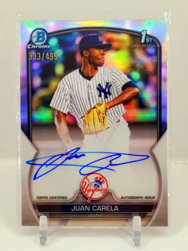 2023 Bowman Chrome 1st Juan Carela Refractor Auto 333/499 Silver Yankees ROOKIE