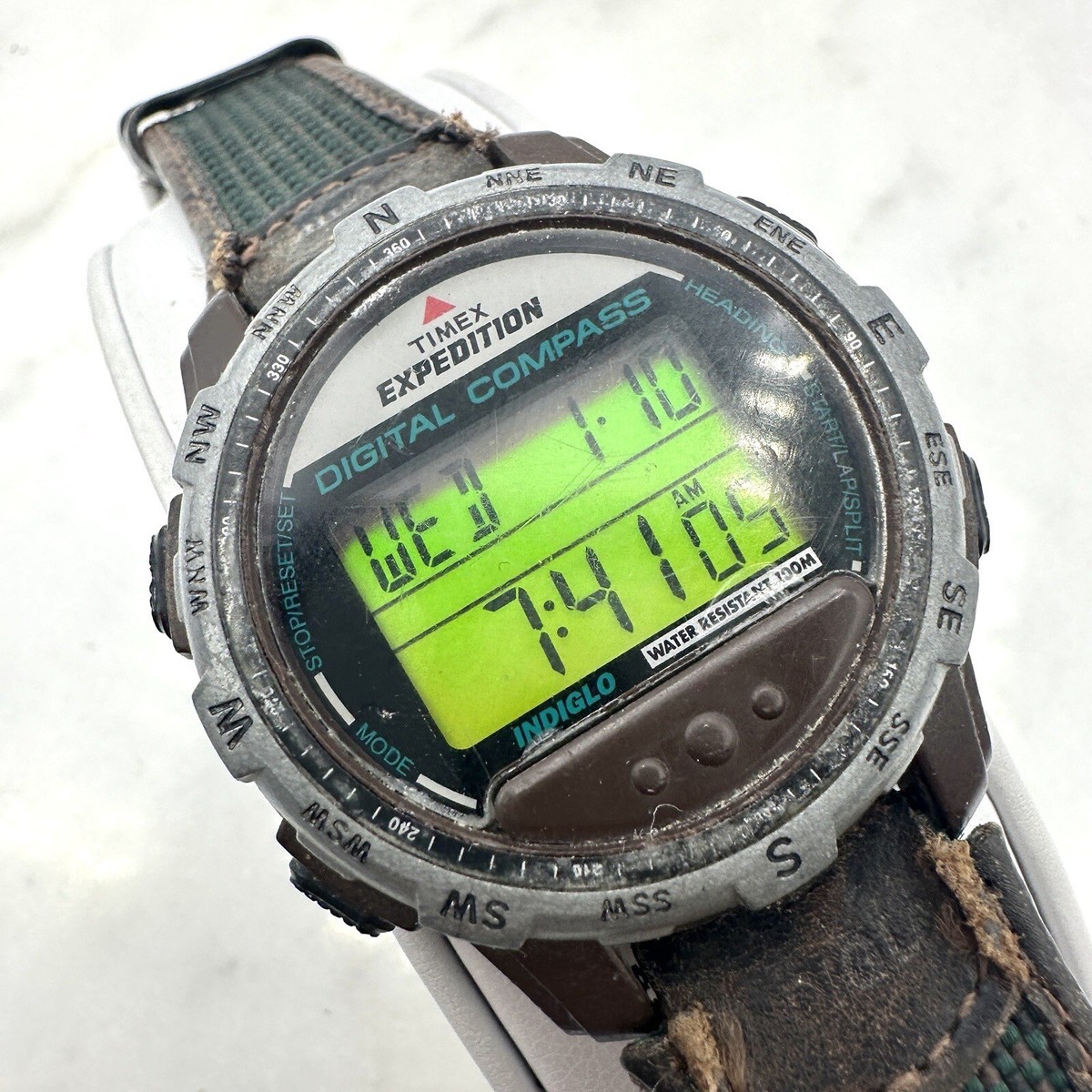Vintage Timex Expedition digital compass Indiglo Men's Wrist Watch