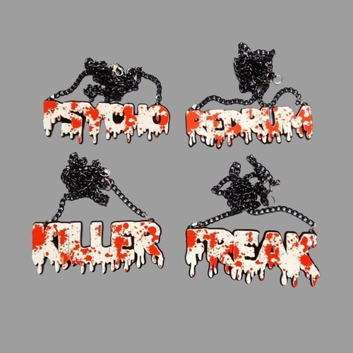 Halloween Large Punk Gothic Dripping Blood Splatter Killers Pendant Necklace - Bild 6 von 11