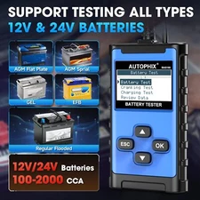 Autophix BAS100 Car Truck 12V 24V 100-1100 CCA Battery Load Tester Analyzer
