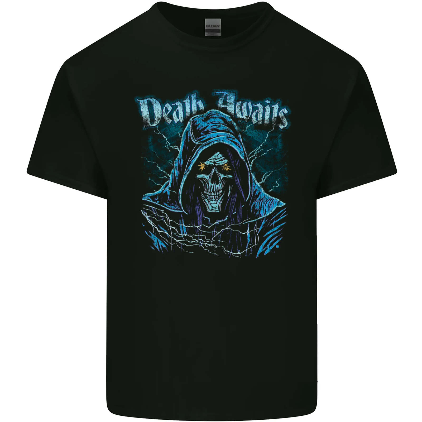 Death Awaits Evil Grim Reaper Skull Mens Cotton T-Shirt Tee Top