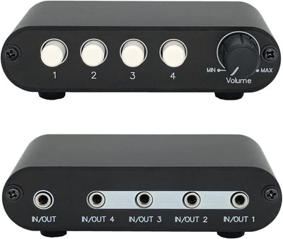 4-Way 3.5mm Stereo Audio Switch Input Signal Source Switcher Selector Splitter 4