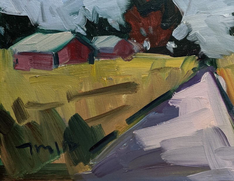 9X12 COUNTRY ROAD BARNS FARM JOSE TRUJILLO   (Moving Sale All Must Go)