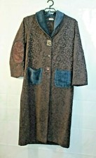 Vintage 60s Dot & Vera Coat Boho Brown Floral Full Length Elbow Patches Size L