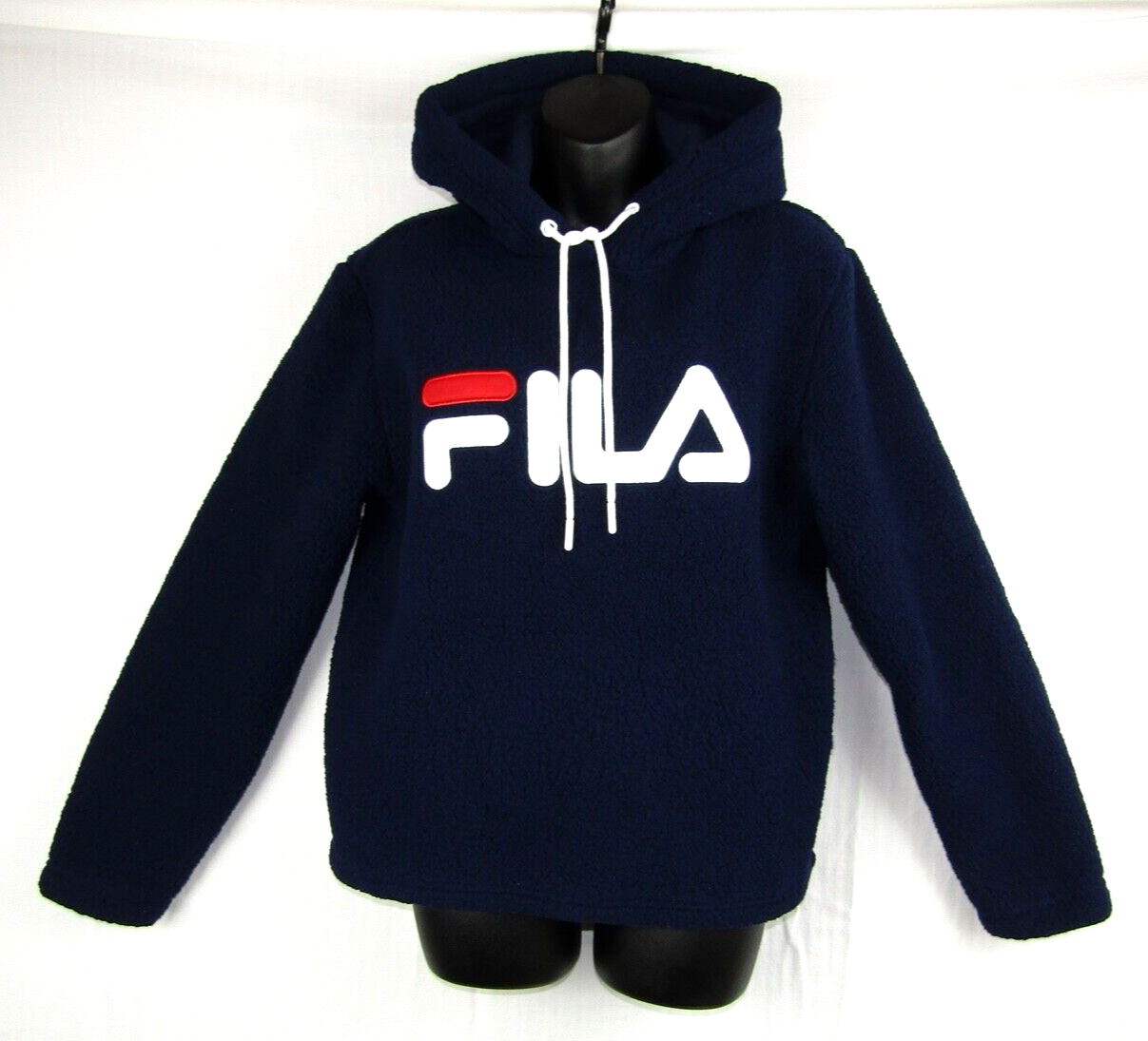 Pullover Fila in pile con logo manica lunga felpa con cappuccio piccola blu navy