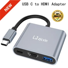 USB C to HDMI Multiport Adapter, USB-C Digital AV Adapter for Iphone 15 to USB-C